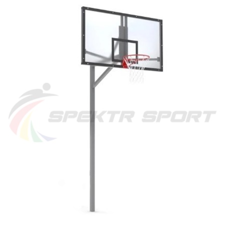 Купить Стойка баскетбольная уличная упрощенная со щитом из оргстекла, кольцом и сеткой SP D 412 в Змеиногорске 