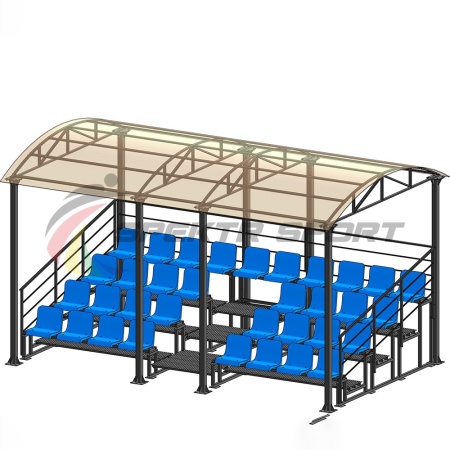 Купить Трибуна для зрителей 4 ряда на 34 места с навесом и перилами в Змеиногорске 